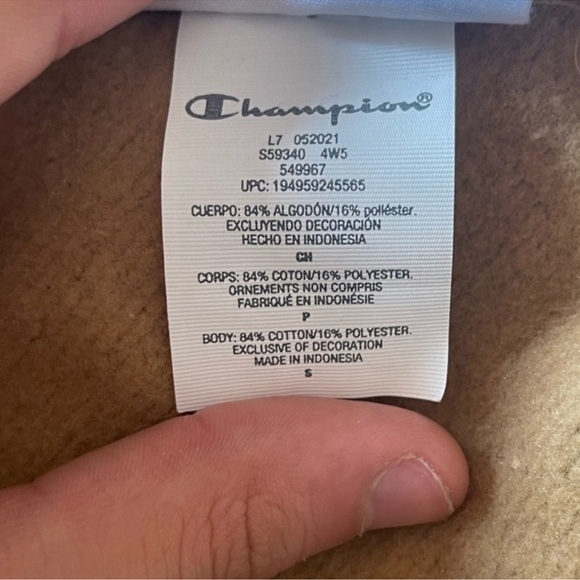 Unisex yellow Champion reverse weave Full Zip Mock Neck sweatshirt size small - Picture 5 of 6